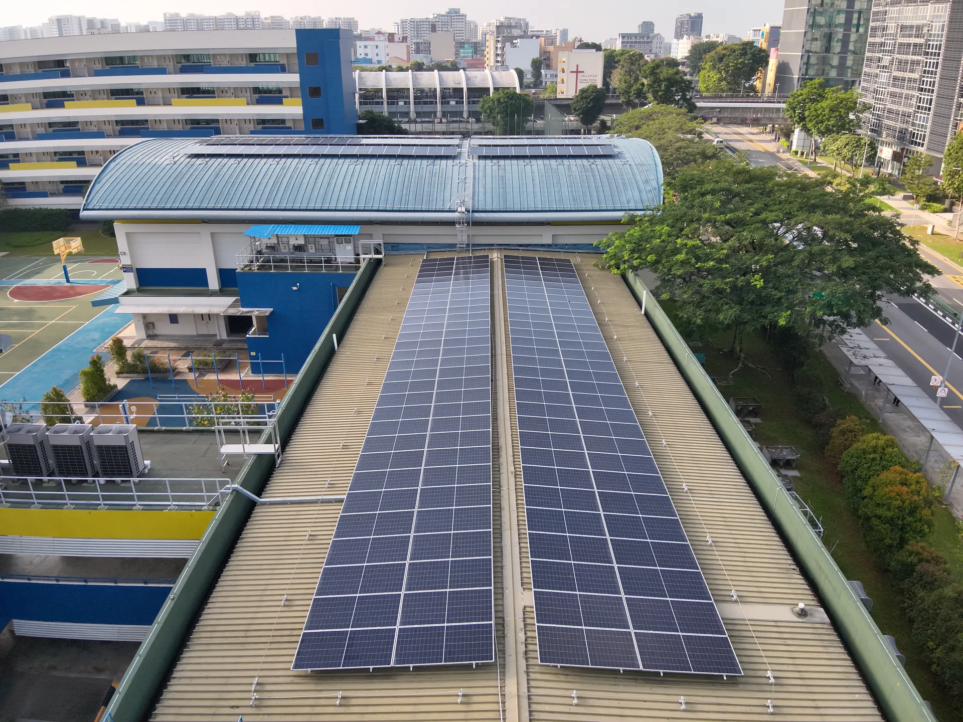 Geylang curved roof install